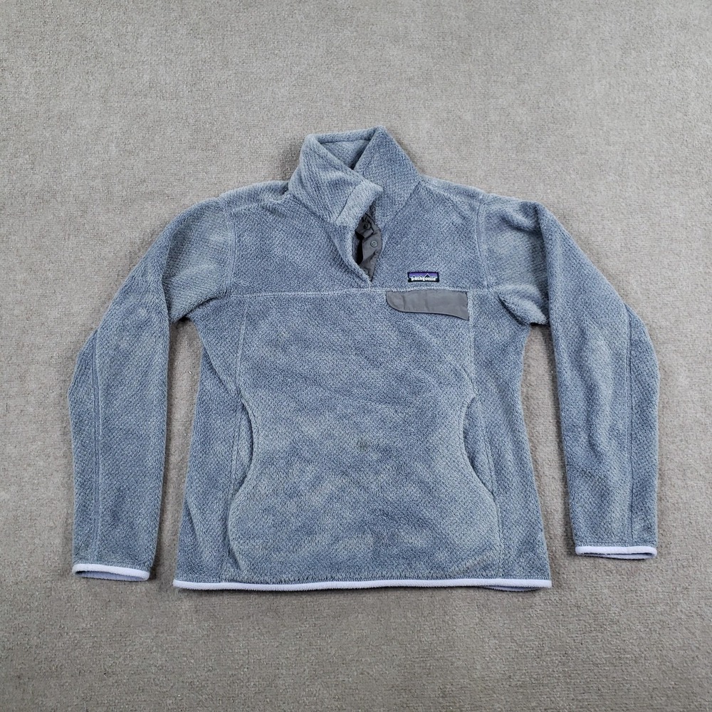 Patagonia Snap T Jacket Womens Medium Gray Fleece Pullover Pockets Hiking